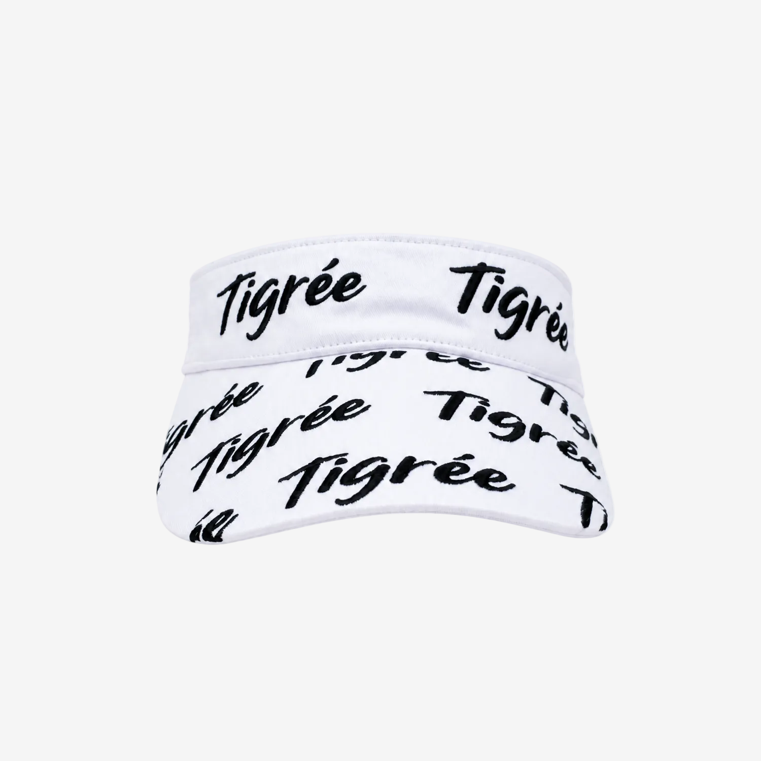 White visor with black text 'Tigrée' on a white background